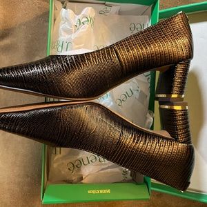 J. Renee faux cognac lizard print heals NWOT